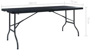 VidaXL fekete HDPE rattan szerű összecsukható kerti asztal 180x75x72cm