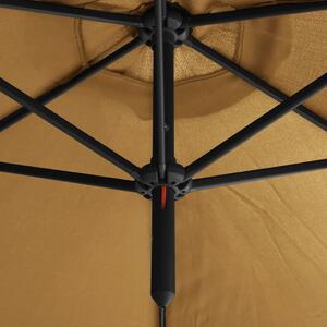 VidaXL tópszínű dupla napernyő acélrúddal 600 cm