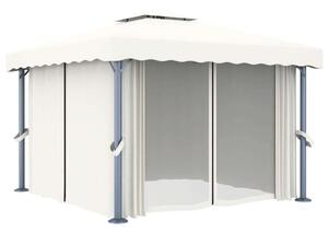 VidaXL krémfehér pavilon függönnyel és LED fényfüzérrel 3 x 3 m