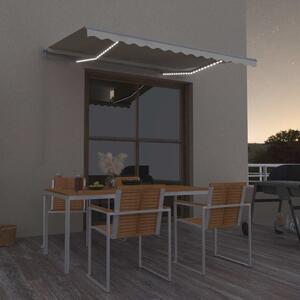 Krémszínű kézzel kihúzható LED-es napellenző 300 x 250 cm