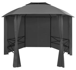 Hatszögű kerti pavilon függönnyel 360 x 265 cm