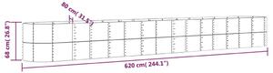 VidaXL szürke porszórt acél kerti magaságyás 620x80x68 cm