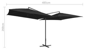VidaXL fekete dupla napernyő acélrúddal 250 x 250 cm