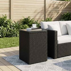 VidaXL Oldal asztal Fekete 35 x 35 x 70 cm polirattan