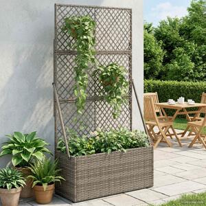 VidaXL Kertész cserép rácsos változattal Szürke 70 x 30 x 135 cm