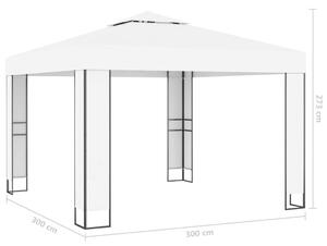 VidaXL fehér dupla tetős pavilon LED fényfüzérrel 3 x 3 m