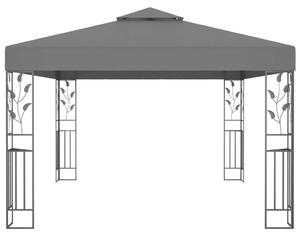VidaXL antracitszürke dupla tetős pavilon LED fényfüzérrel 3 x 4 m