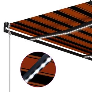 VidaXL narancssárga-barna szélérzékelős és LED-es napellenző 700x300cm