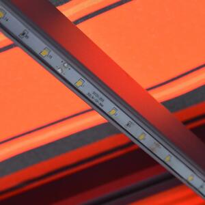 VidaXL narancs és barna kézzel kihúzható LED-es napellenző 500x300 cm