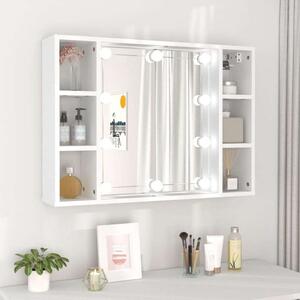 LED-es Tükör Szekrény - Fehér - 76x15x55 cm