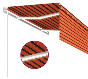 VidaXL narancs-barna szélérzékelős, LED-es napellenző redőnnyel 3x2,5m