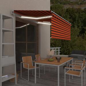 VidaXL narancs-barna szélérzékelős, LED-es napellenző redőnnyel 3x2,5m