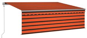 VidaXL narancssárga-barna kézzel kihúzható napellenző redőnnyel 4x3 m