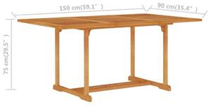 VidaXL tömör tíkfa kerti asztal 150 x 90 x 75 cm