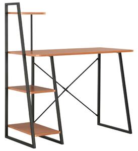 Fekete és barna íróasztal polcrendszerrel 102 x 50 x 117 cm
