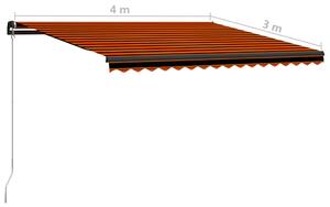 VidaXL narancssárga és barna kézzel kihúzható napellenző 400 x 300 cm