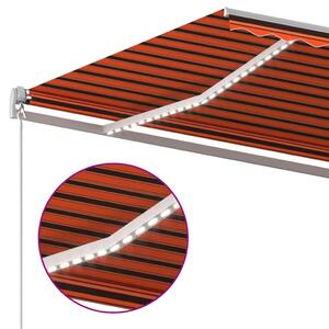 VidaXL narancssárga-barna szélérzékelős és LED-es napellenző 5 x 3,5 m