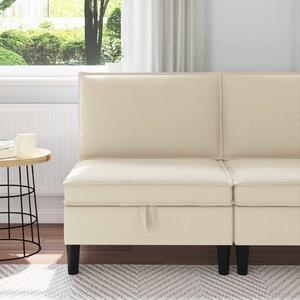 VidaXL Középső Sofa tárolóval Krémszínű Bársony