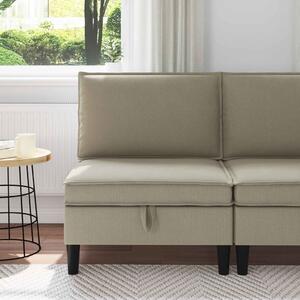 VidaXL Középső Sofa tárolóval Homokszín Bársony