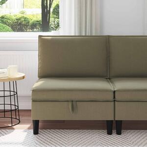 VidaXL Középső Sofa tárolóval Khaki Bársony