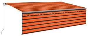 VidaXL narancssárga-barna kézzel kihúzható LED-es napellenző 5 x 3 m