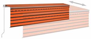 VidaXL narancssárga-barna kézzel kihúzható LED-es napellenző 5 x 3 m