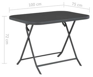 VidaXL szürke üveg és acél összecsukható kerti asztal 100 x 75 x 72 cm