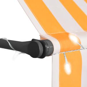 VidaXL fehér-narancssárga kézzel kihúzható LED-es napellenző 250 cm