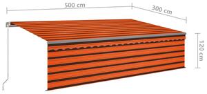 VidaXL narancssárga-barna kézzel kihúzható napellenző redőnnyel 5x3 m