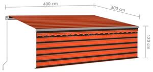 VidaXL narancs és barna kézzel kihúzható napellenző redőnnyel 4 x 3 m