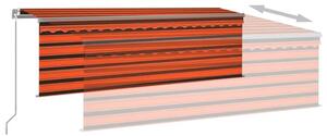 VidaXL narancs és barna kézzel kihúzható napellenző redőnnyel 4 x 3 m