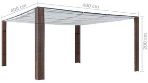 VidaXL barna és krémszínű polyrattan pavilon tetővel 400x400x200 cm