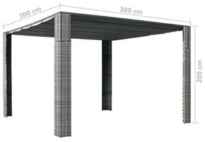 VidaXL szürke és antracit polyrattan pavilon tetővel 300x300x200 cm