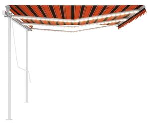 VidaXL narancssárga-barna szélérzékelős és LED-es napellenző 6 x 3 m