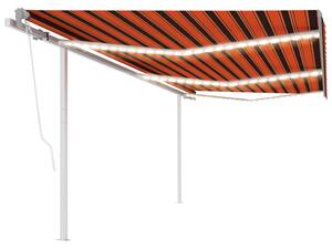 VidaXL narancssárga-barna szélérzékelős és LED-es napellenző 6 x 3,5 m