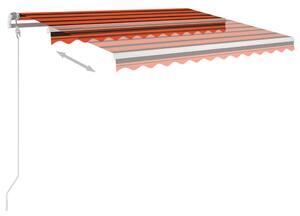 VidaXL narancs és barna kézzel kihúzható napellenző póznákkal 3x2,5 m