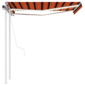 VidaXL narancssárga-barna szélérzékelős és LED-es napellenző 3x2,5 m