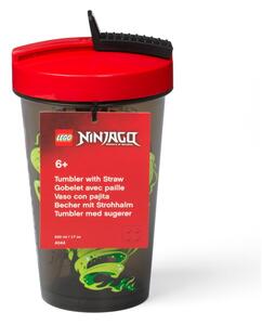Ninjago zöld pohár piros fedéllel és szívószállal, 500 ml - LEGO®