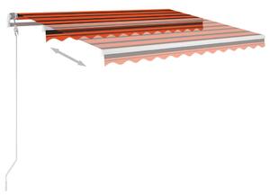 VidaXL narancs és barna kézzel kihúzható napellenző póznákkal 3,5x2,5m