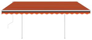 VidaXL narancssárga-barna automata napellenző póznákkal 4,5 x 3,5 m