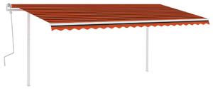 VidaXL narancs és barna kézzel kihúzható napellenző póznákkal 5x3,5 m