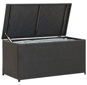 Fekete polyrattan kerti tárolóláda 100 x 50 x 50 cm