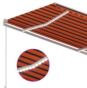 VidaXL narancssárga-barna szélérzékelős és LED-es napellenző 3x2,5 m