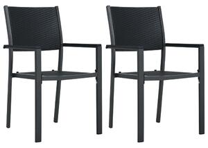2 db fekete rattan hatású műanyag kerti szék
