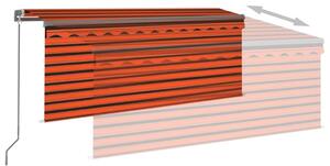 VidaXL narancssárga-barna kézzel kihúzható LED-es napellenző 3 x 2,5m