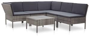 VidaXL 6-részes szürke polyrattan kerti ülőgarnitúra párnákkal