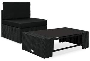 2 részes fekete polyrattan kerti ülőgarnitúra