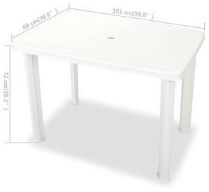 VidaXL fehér műanyag kerti asztal 101 x 68 x 72 cm