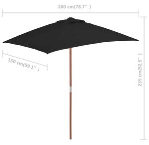 VidaXL fekete kültéri napernyő farúddal 150 x 200 cm