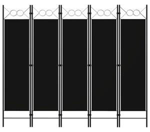 Fekete 5 paneles paraván 200 x 180 cm